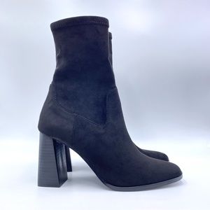 Chinese Laundry Size 6 Kyrie Black‎ Faux Vegan Suede Block Heel Boots Shoes